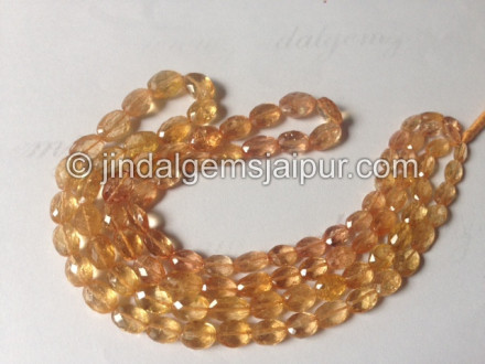Reddish Imperial Topaz Far Faceted Oval Shape Beads